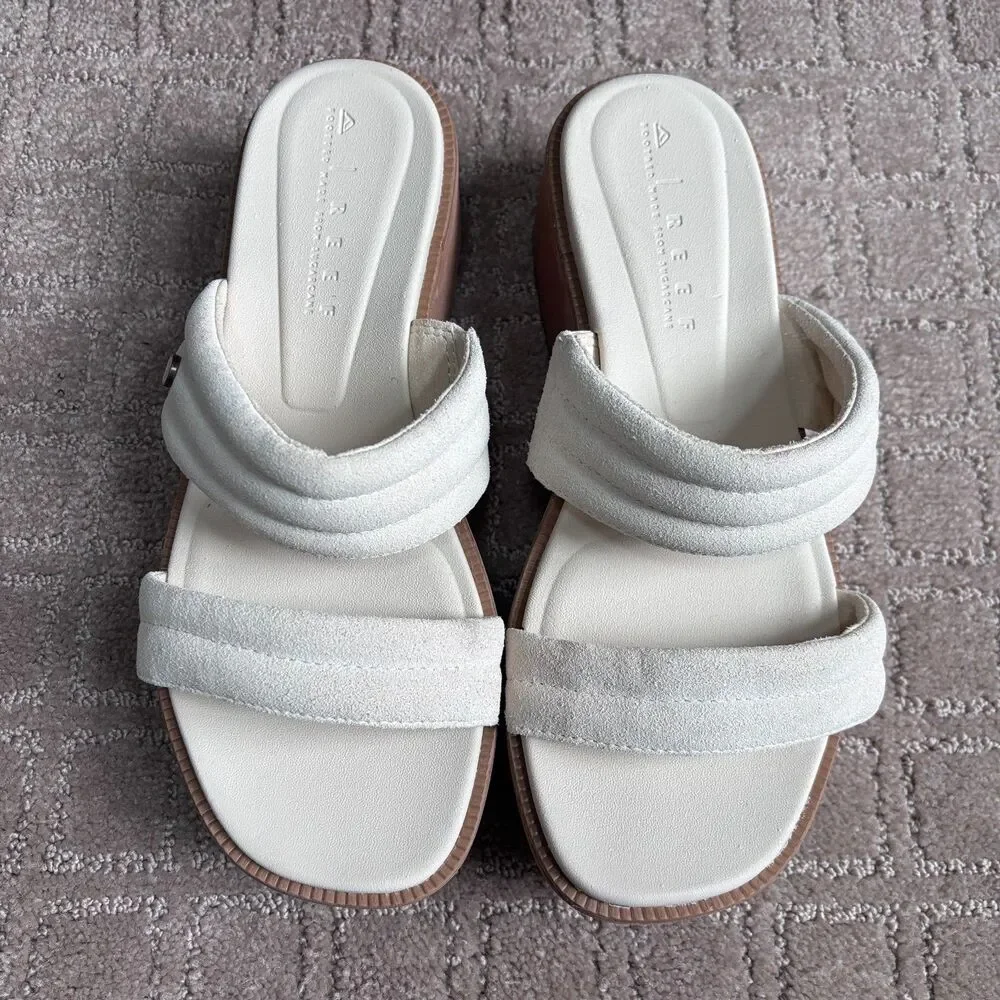 Reef Lofty Lux Hi Platform Sandal Women's 9 Off White Leather Slip On Casual